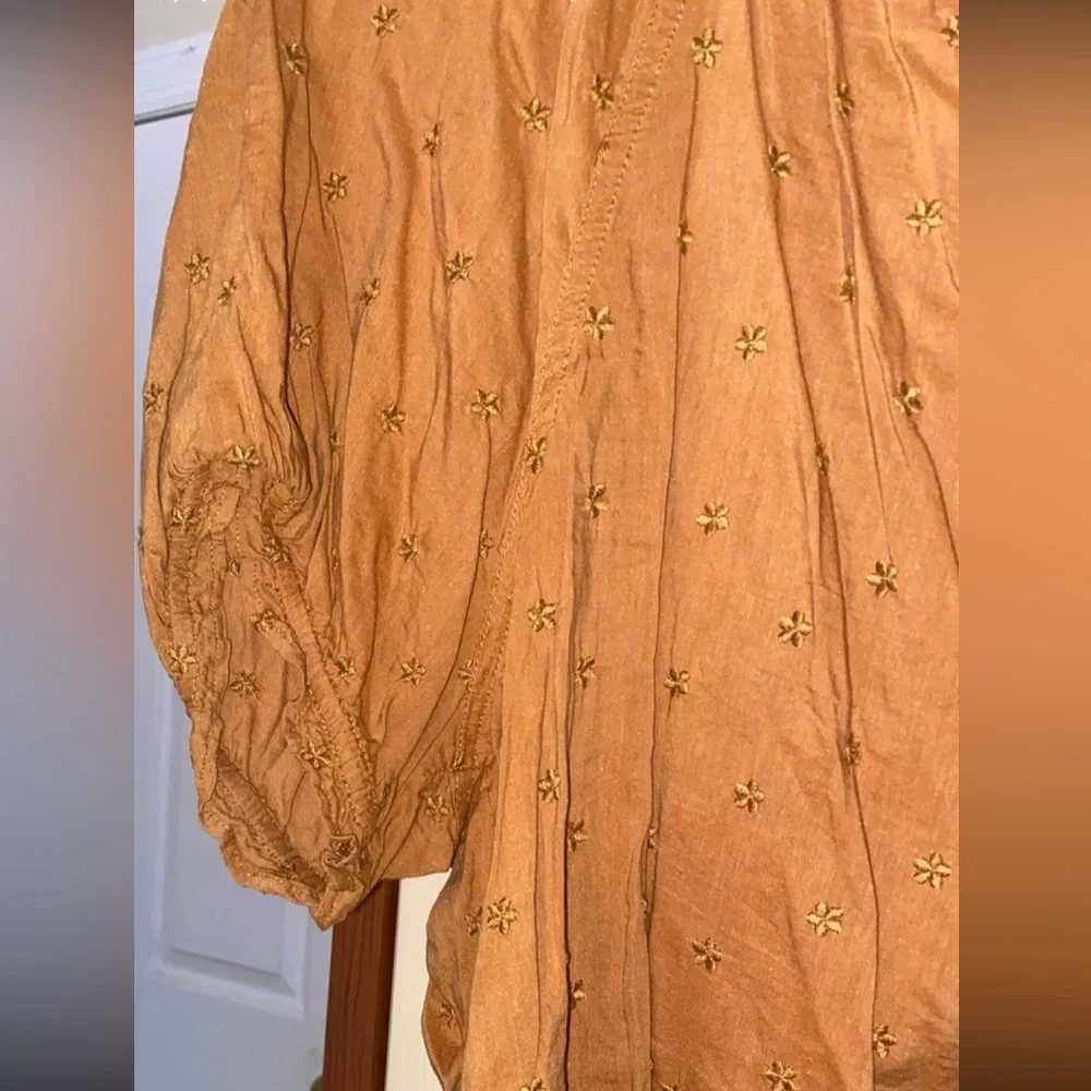 Old Navy Brown Swiss Dot Square Neck Puff Sleeve Blouse Women’s L